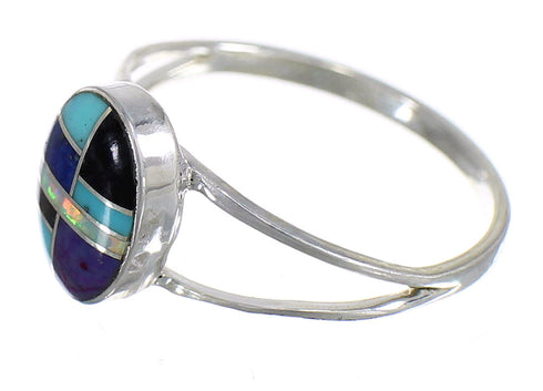 Multicolor Inlay And Genuine Sterling Silver Southwest Ring Size 5-1/4 WX79921